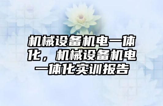 機械設備機電一體化，機械設備機電一體化實訓報告