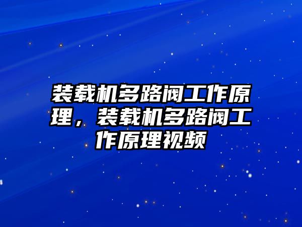 裝載機(jī)多路閥工作原理，裝載機(jī)多路閥工作原理視頻