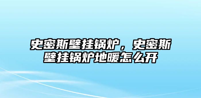 史密斯壁掛鍋爐，史密斯壁掛鍋爐地暖怎么開