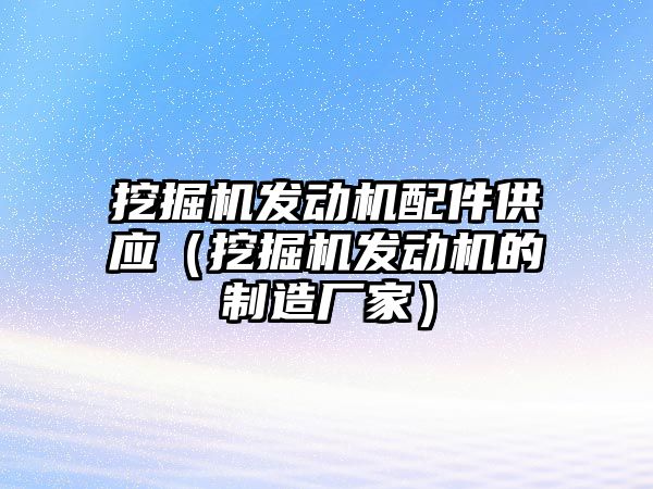 挖掘機發(fā)動機配件供應(yīng)（挖掘機發(fā)動機的制造廠家）