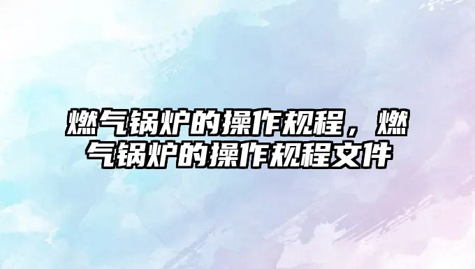 燃?xì)忮仩t的操作規(guī)程，燃?xì)忮仩t的操作規(guī)程文件