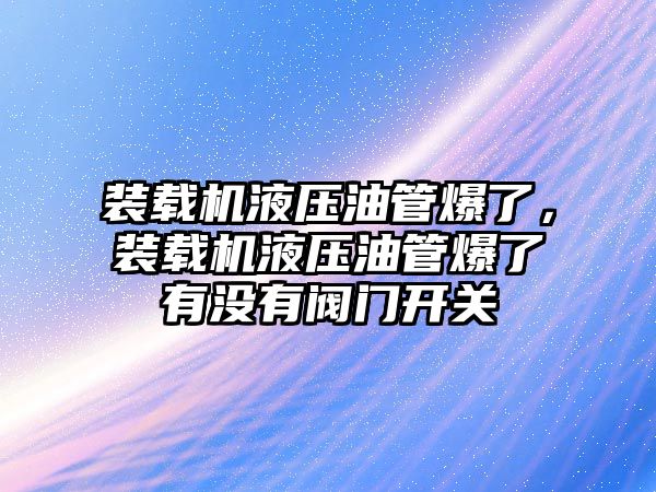 裝載機(jī)液壓油管爆了，裝載機(jī)液壓油管爆了有沒(méi)有閥門開(kāi)關(guān)