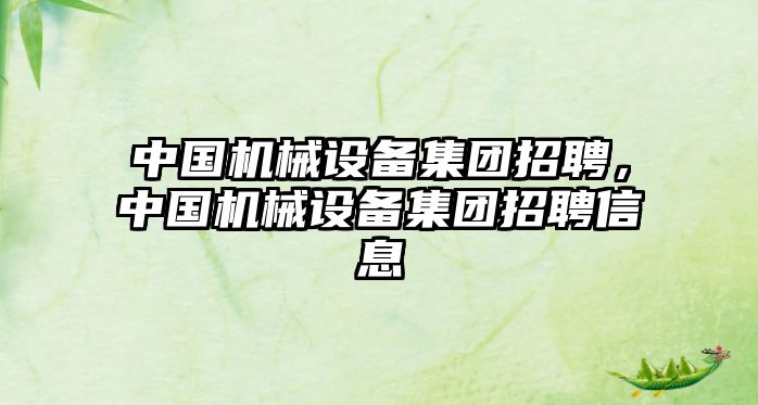 中國機械設(shè)備集團招聘，中國機械設(shè)備集團招聘信息