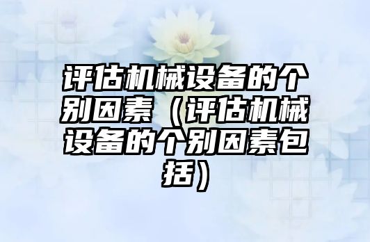 評估機械設(shè)備的個別因素（評估機械設(shè)備的個別因素包括）