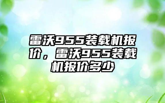 雷沃955裝載機報價，雷沃955裝載機報價多少