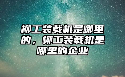 柳工裝載機是哪里的，柳工裝載機是哪里的企業(yè)