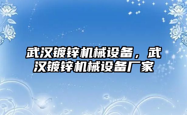 武漢鍍鋅機(jī)械設(shè)備，武漢鍍鋅機(jī)械設(shè)備廠家