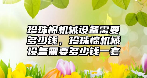 珍珠棉機械設備需要多少錢，珍珠棉機械設備需要多少錢一套