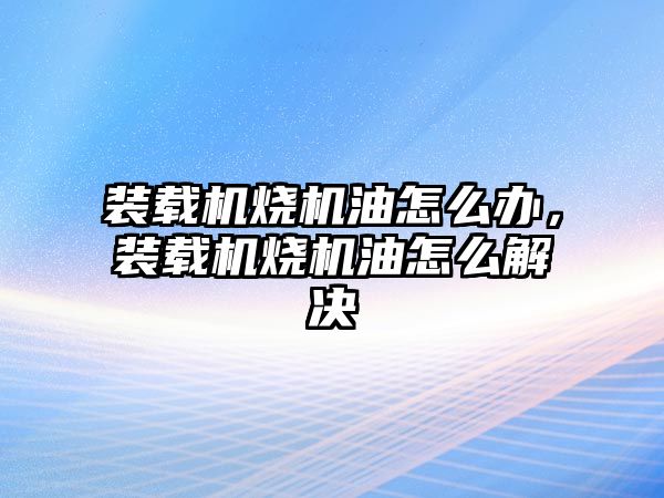 裝載機(jī)燒機(jī)油怎么辦，裝載機(jī)燒機(jī)油怎么解決