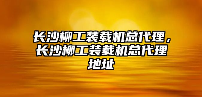 長沙柳工裝載機總代理，長沙柳工裝載機總代理地址