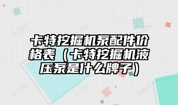 卡特挖掘機(jī)泵配件價格表（卡特挖掘機(jī)液壓泵是什么牌子）