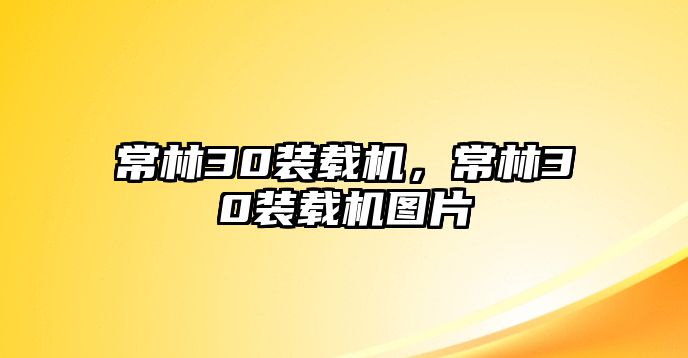 常林30裝載機，常林30裝載機圖片