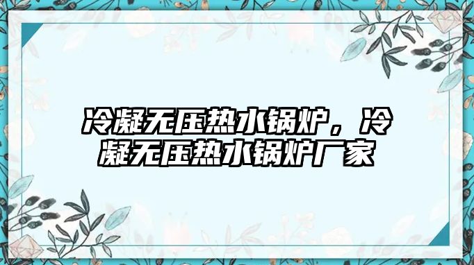 冷凝無壓熱水鍋爐，冷凝無壓熱水鍋爐廠家