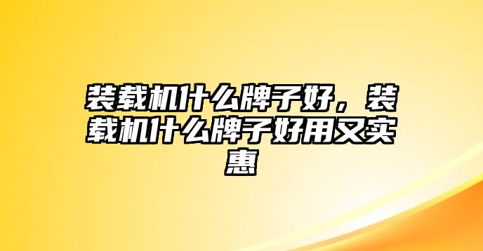 裝載機什么牌子好，裝載機什么牌子好用又實惠