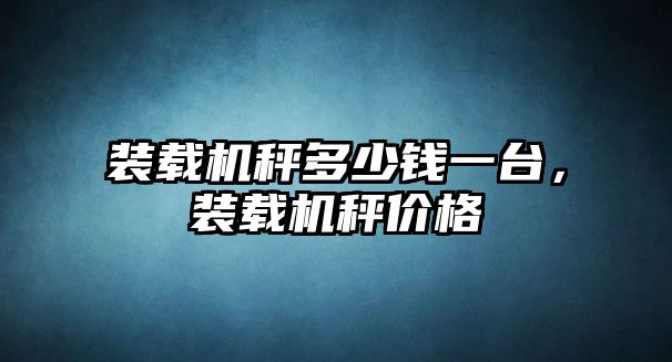 裝載機(jī)秤多少錢一臺，裝載機(jī)秤價(jià)格