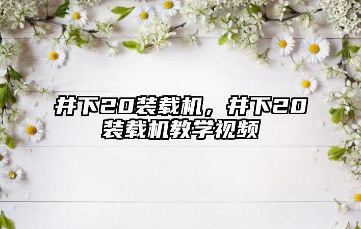 井下20裝載機，井下20裝載機教學視頻