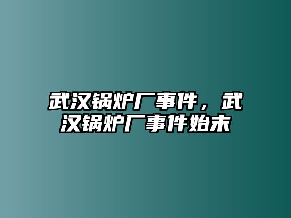 武漢鍋爐廠事件，武漢鍋爐廠事件始末