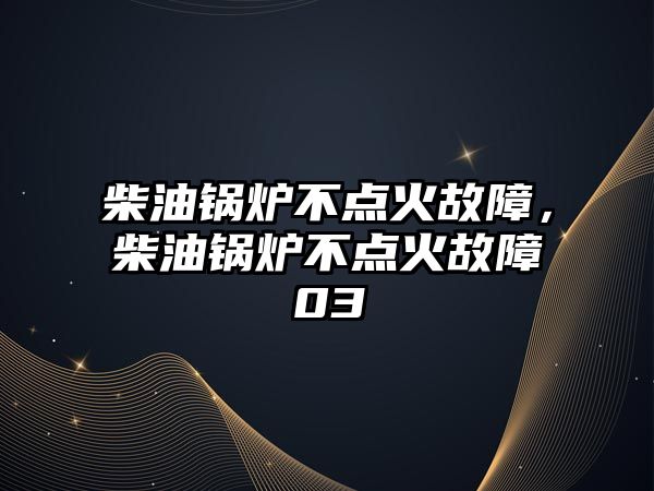 柴油鍋爐不點(diǎn)火故障，柴油鍋爐不點(diǎn)火故障03