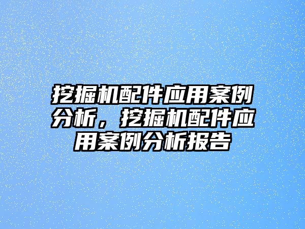 挖掘機配件應(yīng)用案例分析，挖掘機配件應(yīng)用案例分析報告