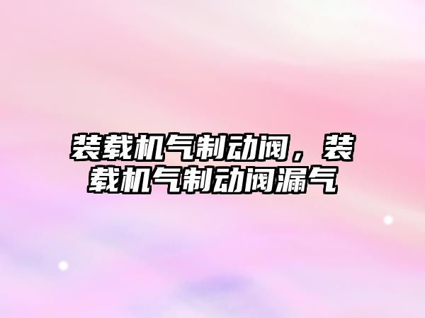 裝載機氣制動閥，裝載機氣制動閥漏氣