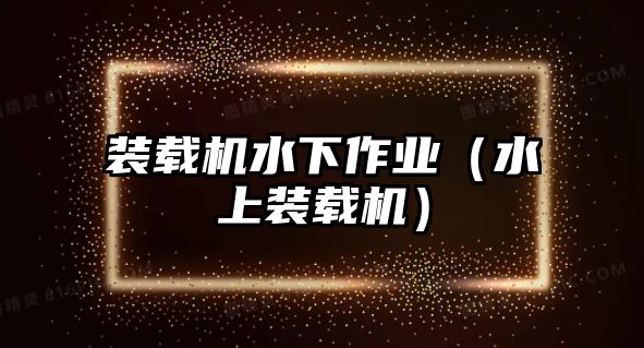 裝載機水下作業(yè)（水上裝載機）