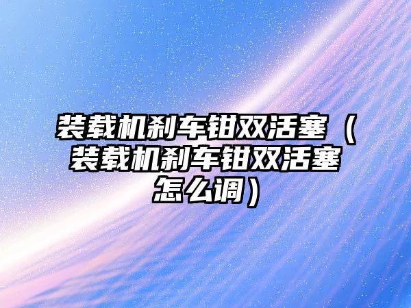 裝載機剎車鉗雙活塞（裝載機剎車鉗雙活塞怎么調）