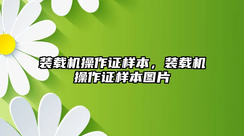 裝載機(jī)操作證樣本，裝載機(jī)操作證樣本圖片