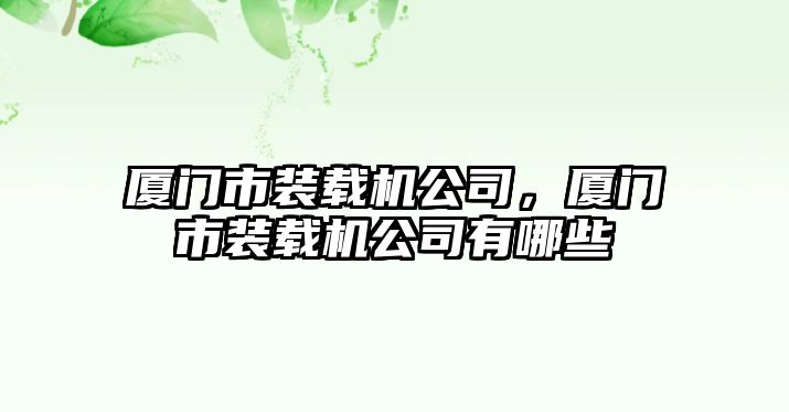 廈門市裝載機公司，廈門市裝載機公司有哪些