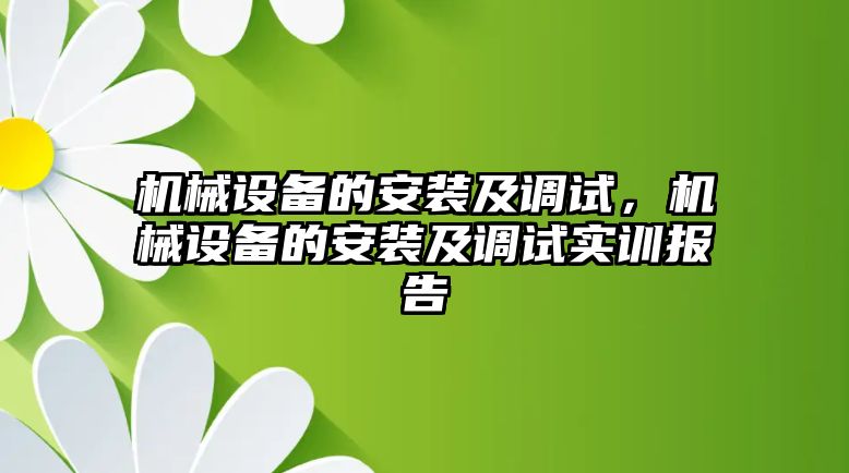 機(jī)械設(shè)備的安裝及調(diào)試，機(jī)械設(shè)備的安裝及調(diào)試實(shí)訓(xùn)報(bào)告