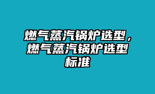 燃氣蒸汽鍋爐選型，燃氣蒸汽鍋爐選型標準