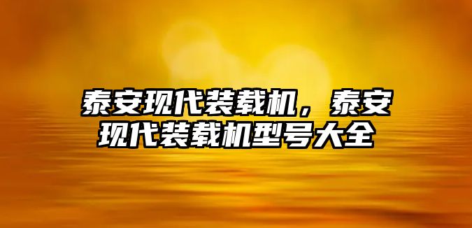 泰安現代裝載機，泰安現代裝載機型號大全