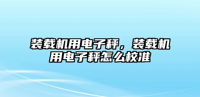 裝載機(jī)用電子秤，裝載機(jī)用電子秤怎么校準(zhǔn)