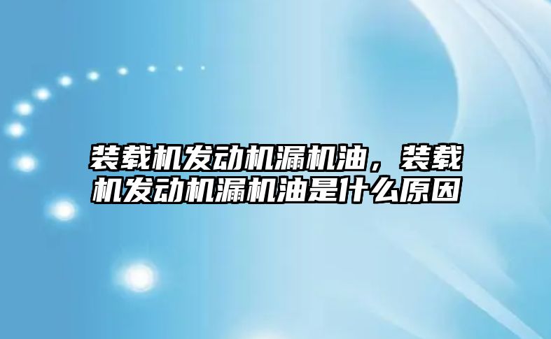 裝載機發(fā)動機漏機油，裝載機發(fā)動機漏機油是什么原因