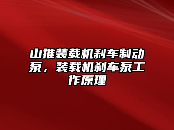 山推裝載機(jī)剎車制動(dòng)泵，裝載機(jī)剎車泵工作原理