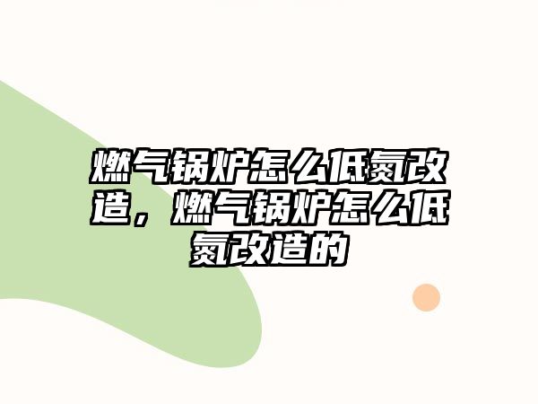 燃氣鍋爐怎么低氮改造，燃氣鍋爐怎么低氮改造的