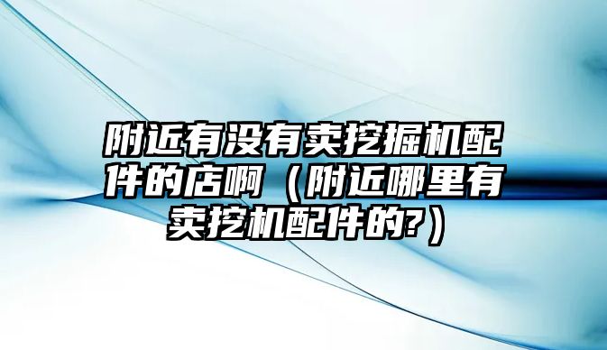 附近有沒有賣挖掘機配件的店?。ǜ浇睦镉匈u挖機配件的?）