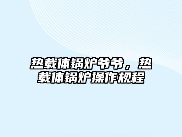 熱載體鍋爐爺爺，熱載體鍋爐操作規(guī)程