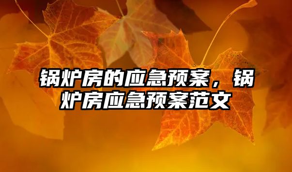 鍋爐房的應(yīng)急預(yù)案，鍋爐房應(yīng)急預(yù)案范文