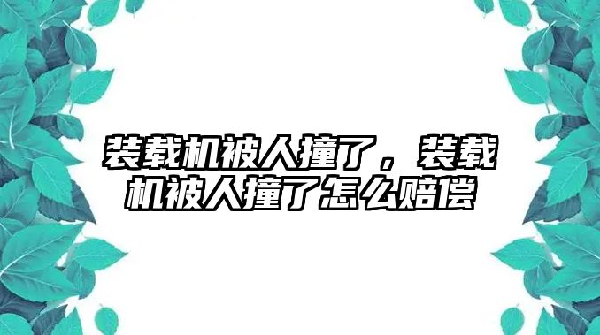 裝載機(jī)被人撞了，裝載機(jī)被人撞了怎么賠償