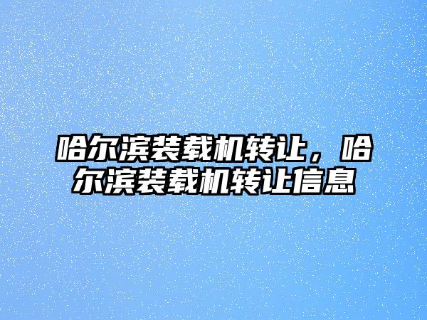 哈爾濱裝載機轉讓，哈爾濱裝載機轉讓信息