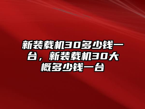 新裝載機(jī)30多少錢一臺，新裝載機(jī)30大概多少錢一臺