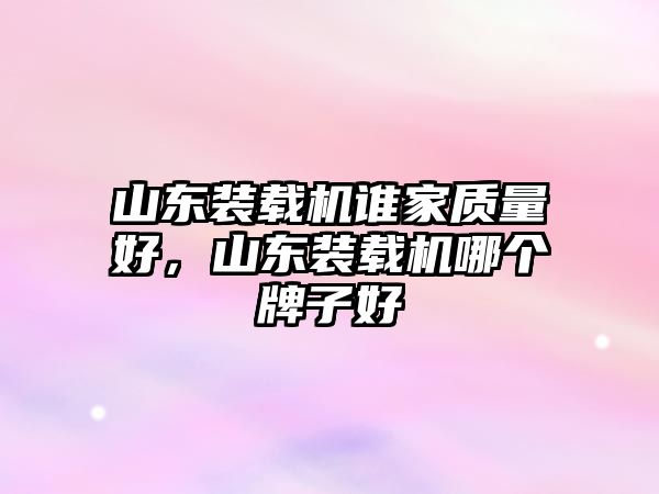 山東裝載機誰家質量好，山東裝載機哪個牌子好