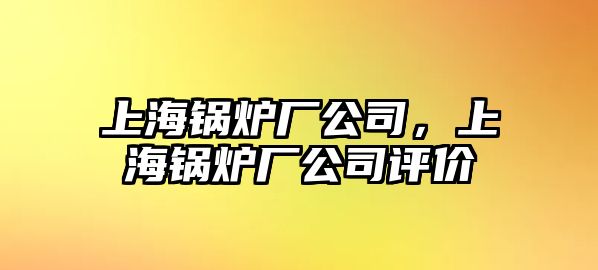 上海鍋爐廠公司，上海鍋爐廠公司評價