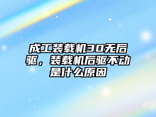 成工裝載機30無后驅(qū)，裝載機后驅(qū)不動是什么原因