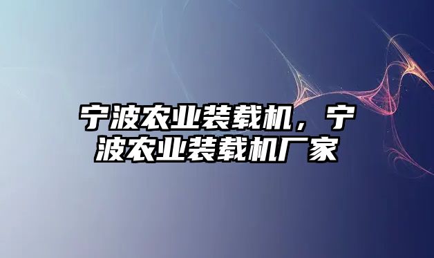 寧波農(nóng)業(yè)裝載機，寧波農(nóng)業(yè)裝載機廠家