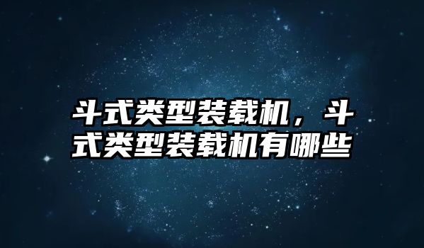 斗式類型裝載機，斗式類型裝載機有哪些