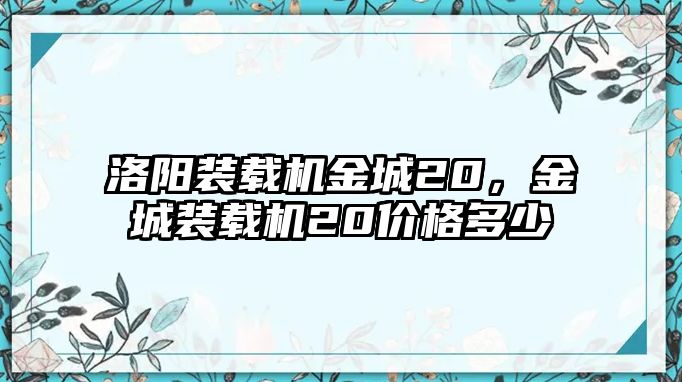 洛陽裝載機(jī)金城20，金城裝載機(jī)20價格多少