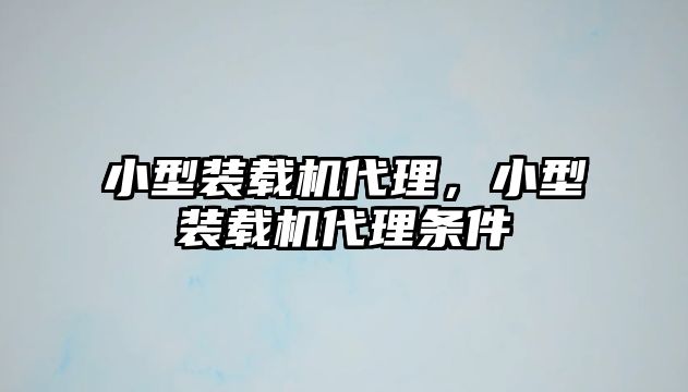 小型裝載機代理，小型裝載機代理條件