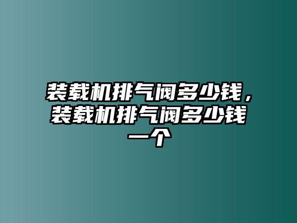 裝載機排氣閥多少錢，裝載機排氣閥多少錢一個