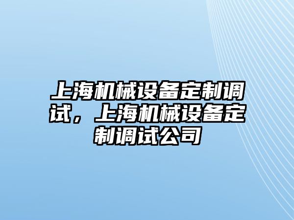 上海機(jī)械設(shè)備定制調(diào)試，上海機(jī)械設(shè)備定制調(diào)試公司